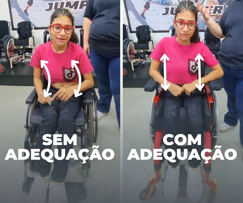 Cadeira de rodas Le Parkour com recursos avançados de adequação postural.
